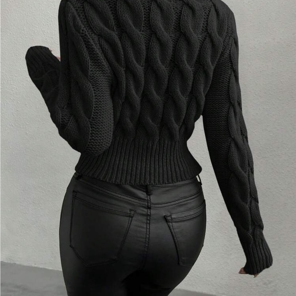 Black Cable Knit Sweater - Picture 2 of 4